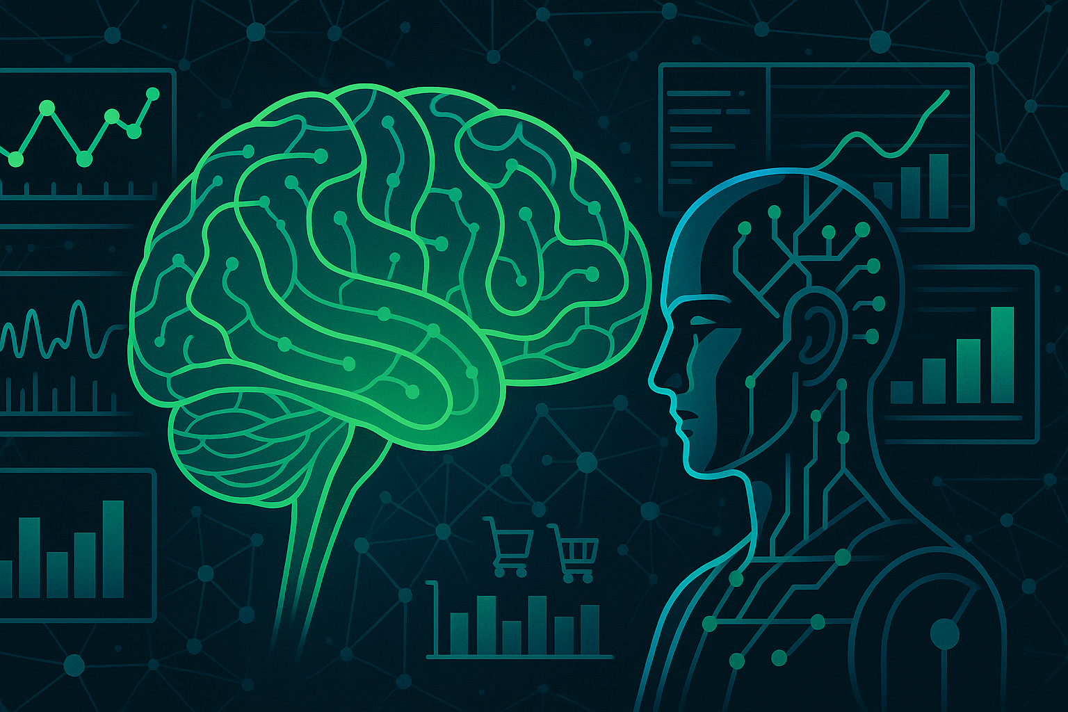 Inteligencia artificial analizando patrones cerebrales y comportamiento del consumidor