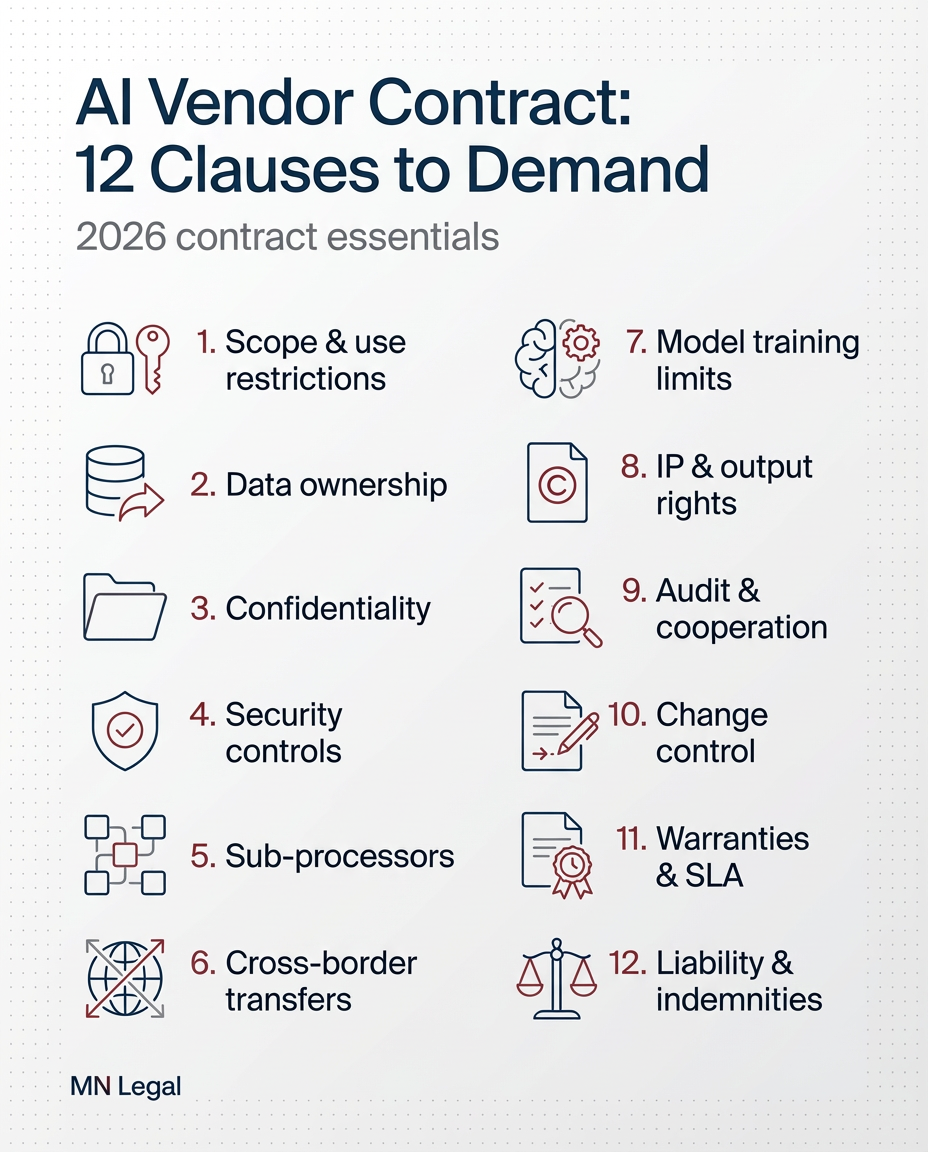 12 essential AI vendor contract clauses for 2026