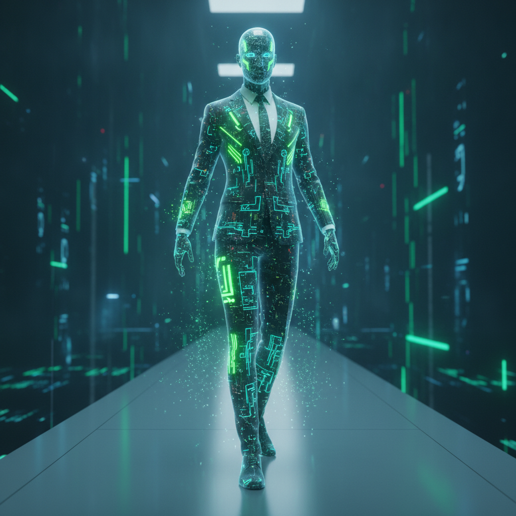 Avatar virtual de influencer con IA y efectos holográficos