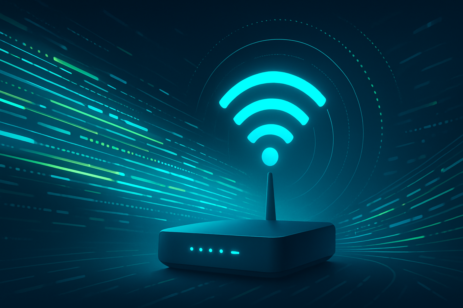 Ilustración de tecnología Wi-Fi 7 con conectividad de alta velocidad