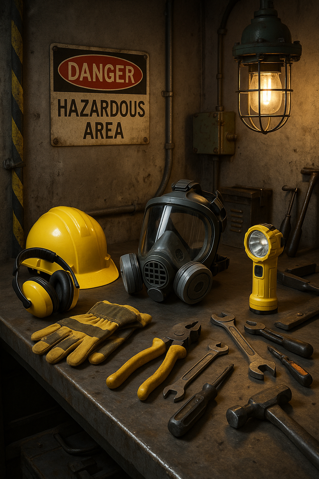 Industrial workspace in a hazardous area