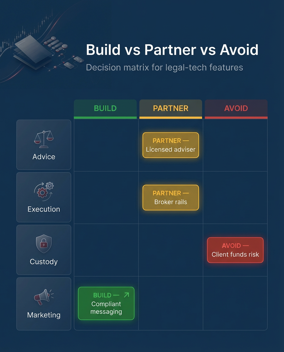 Build vs partner vs avoid matrix for licensing-sensitive product features