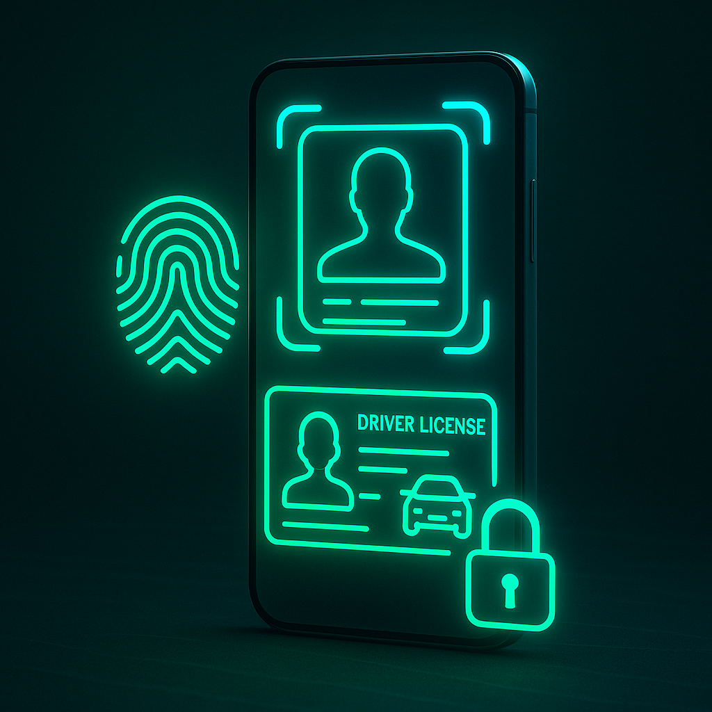 Identificación digital en smartphone con pasaporte y licencia de conducir