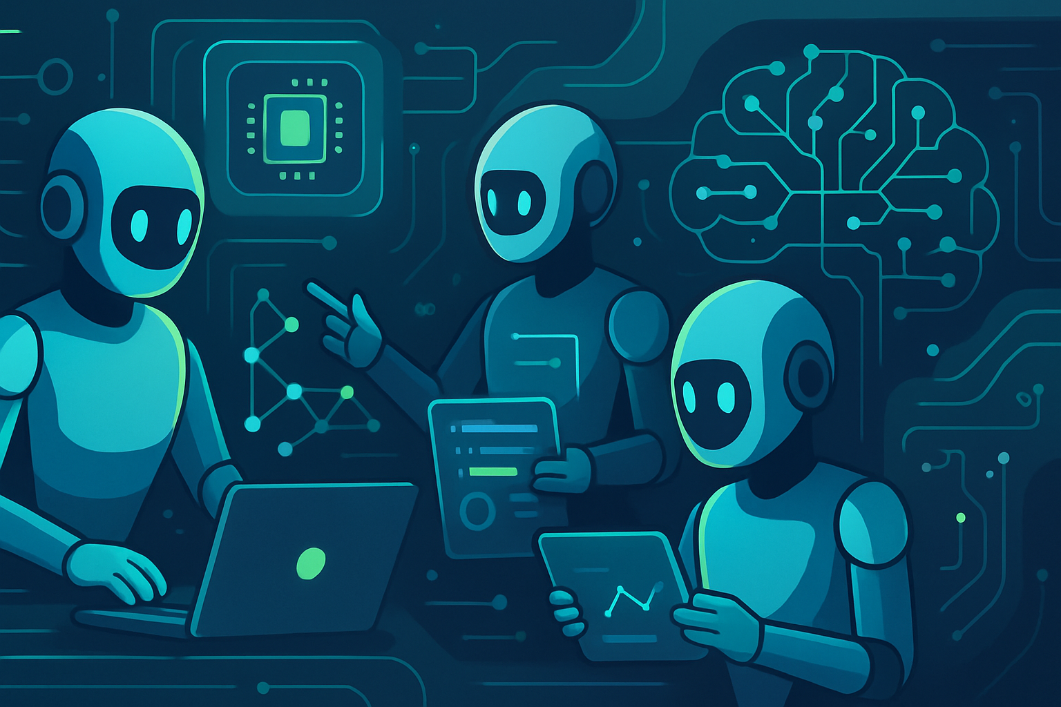 Agentes autónomos de IA trabajando en sistemas digitales