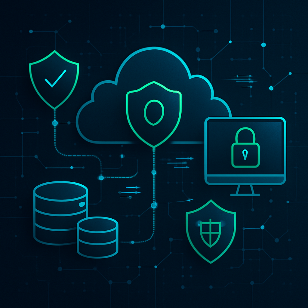 Concepto de soberanía digital con protección de datos y seguridad en la nube
