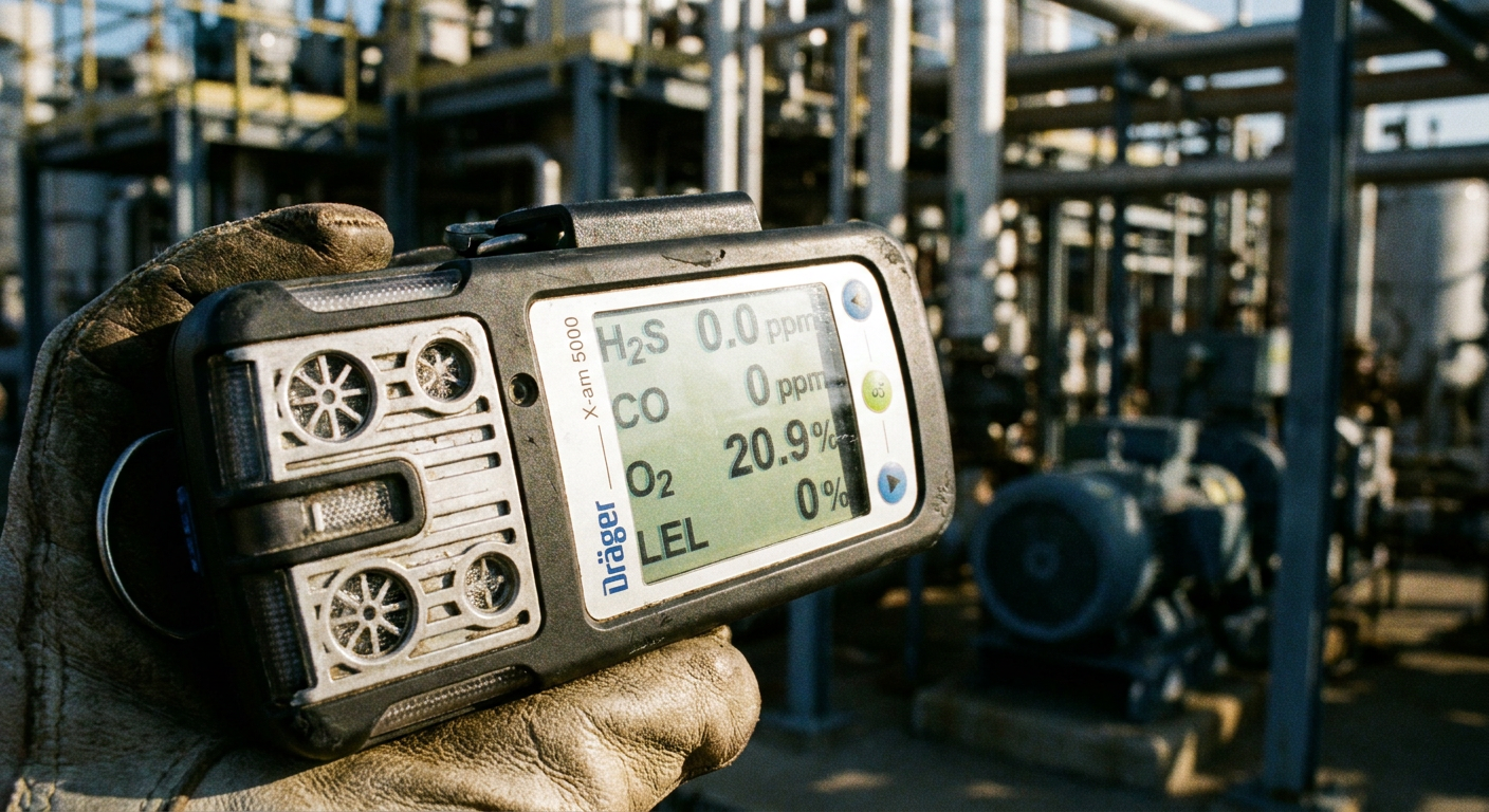 A close-up of a portable gas monitor.