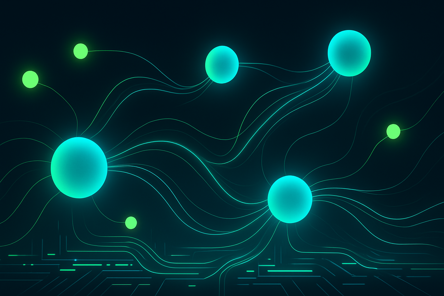 Agentes de IA autónomos trabajando juntos en un entorno digital futurista