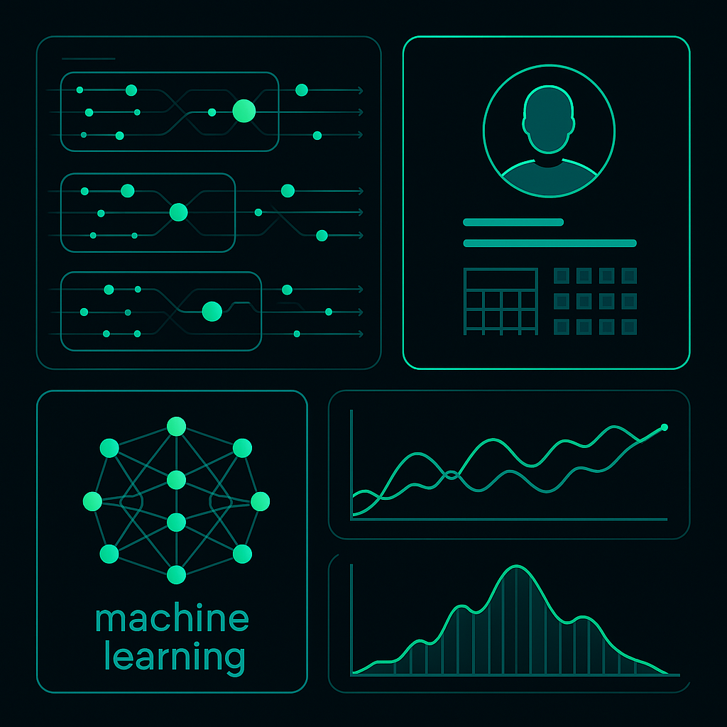 Motor de personalización con IA mostrando interfaz de datos y perfiles de clientes