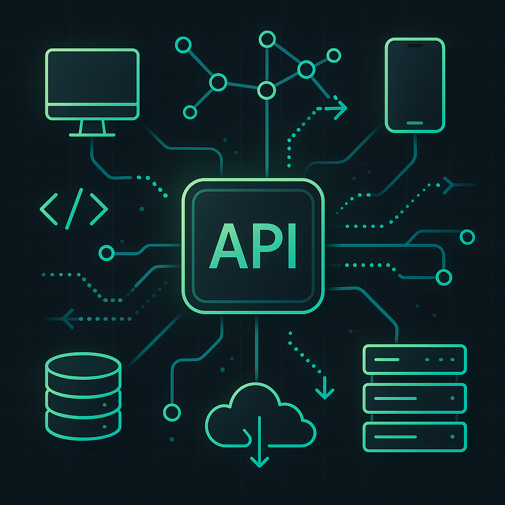Ecosistema de APIs y integración digital con arquitectura tecnológica moderna