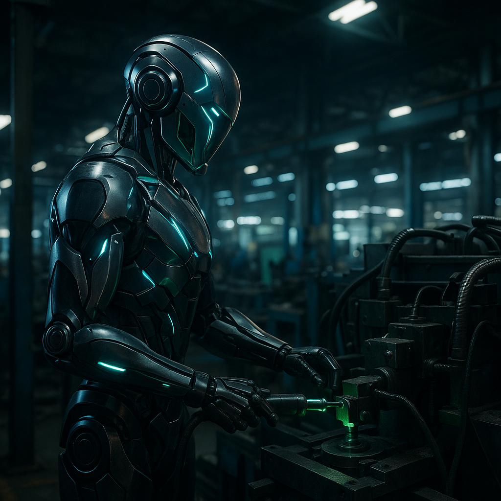 Robot humanoide Atlas en entorno industrial con tecnología de IA